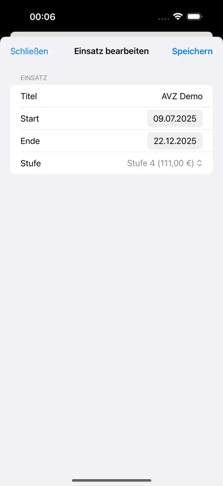 AVZ-Rechner Screenshot Eingabe