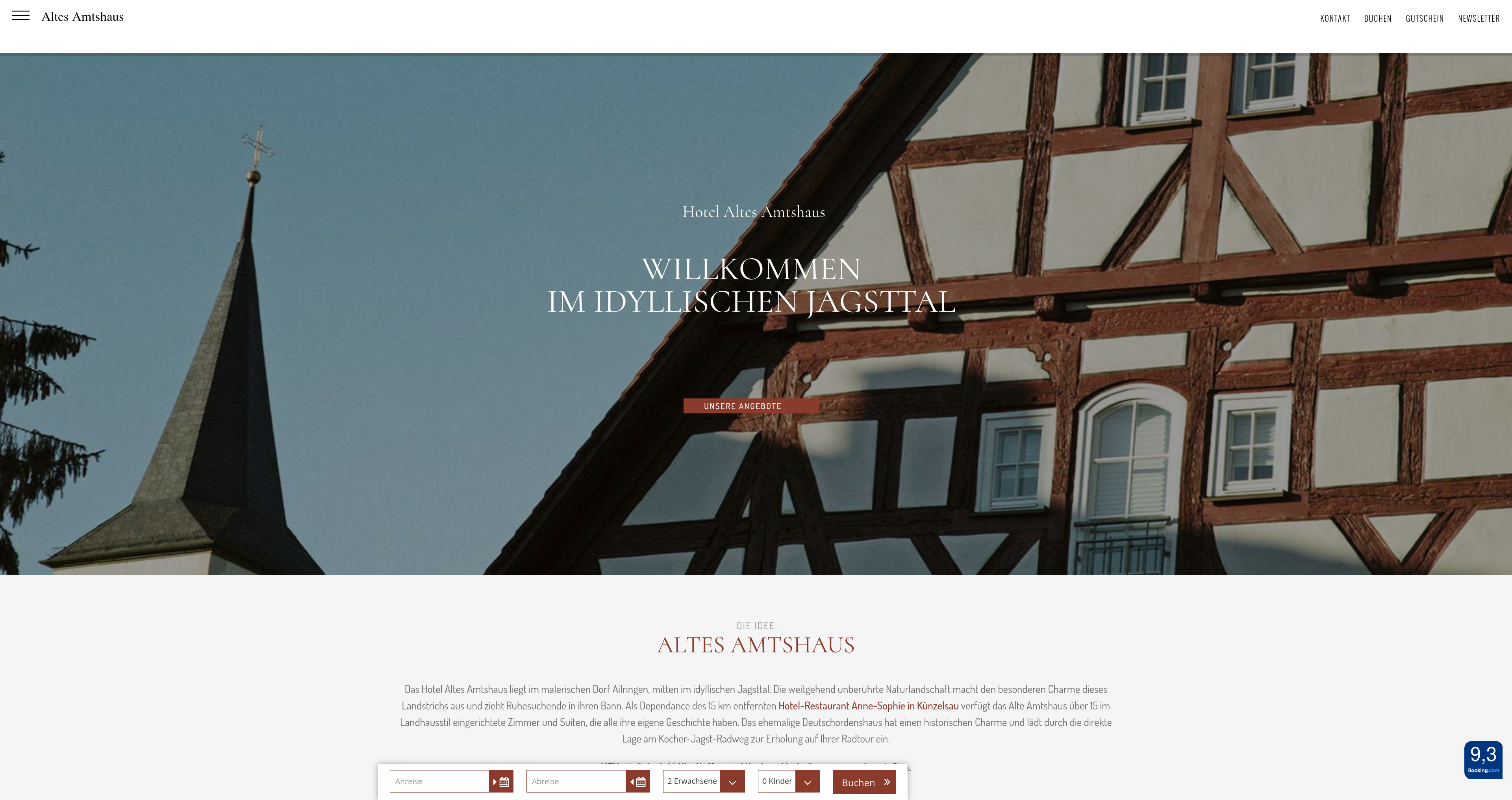 Screenshot Hotel Altes Amtshaus Website
