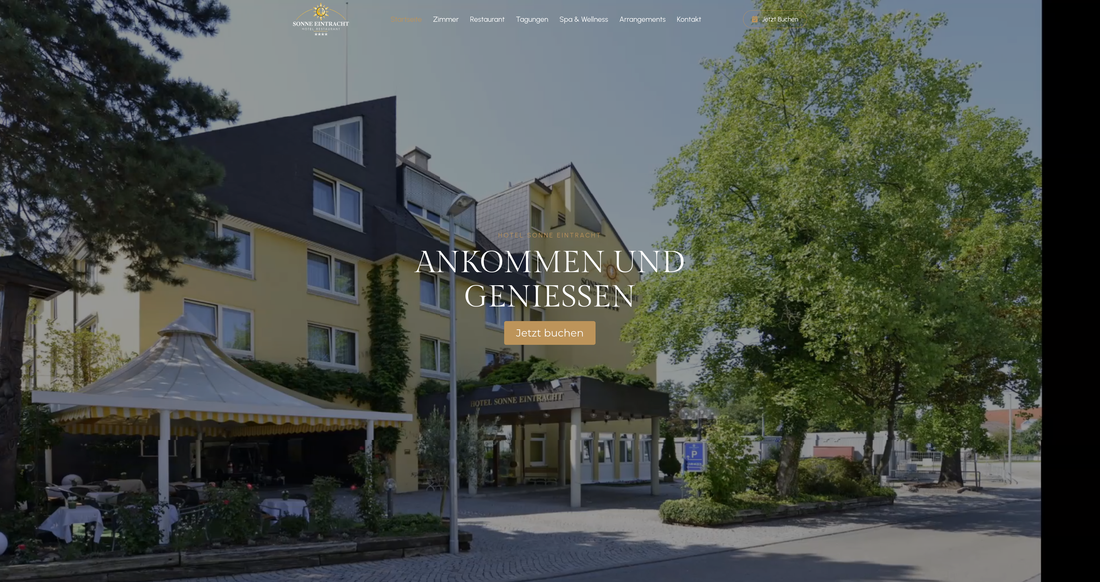 Screenshot Hotel Sonne Eintracht Website