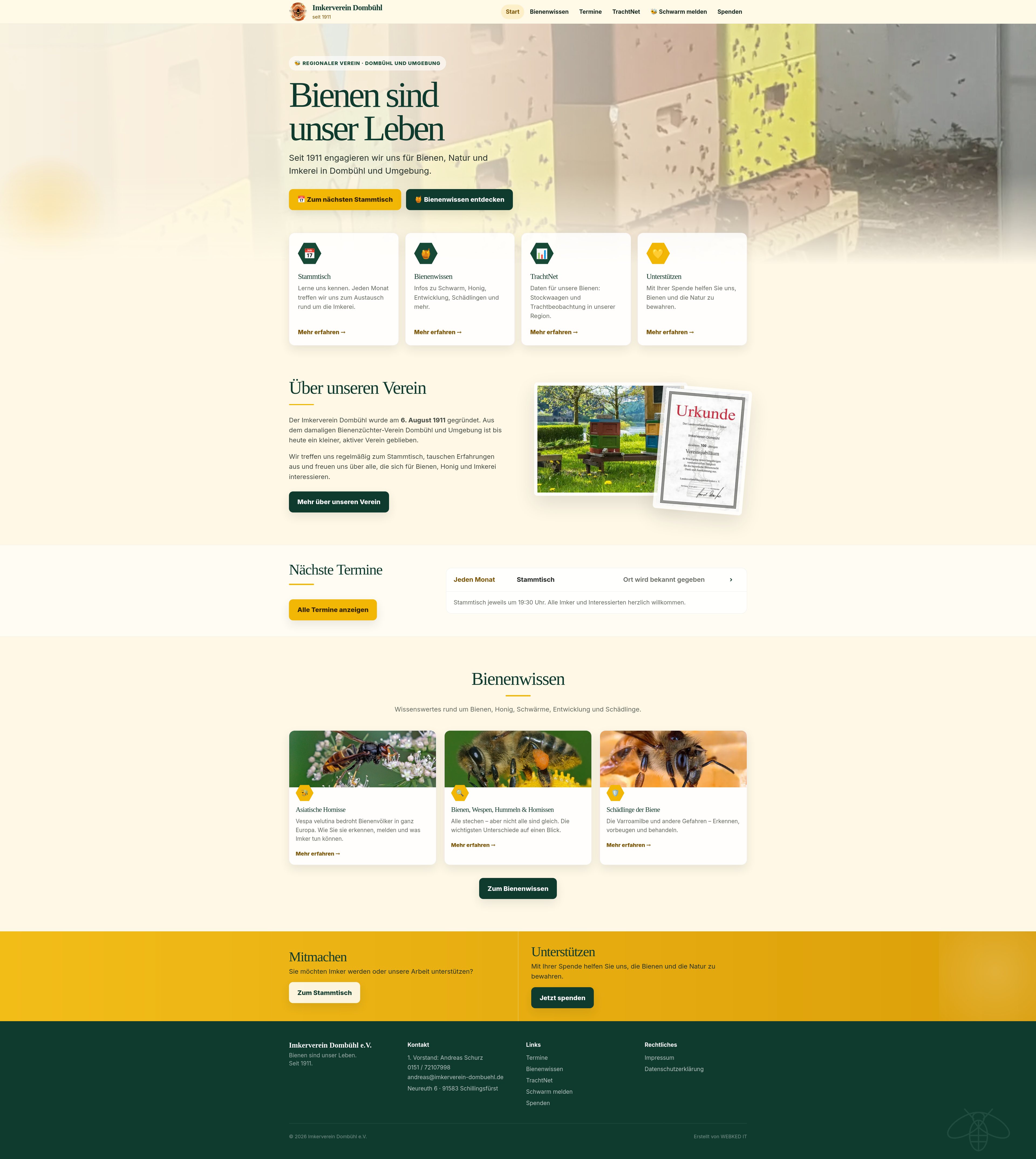 Screenshot Website Imkerverein Dombühl